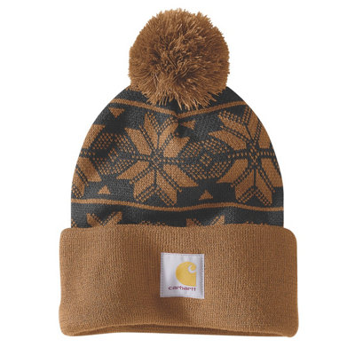 Carhartt Knit Pom Jacquard Beanie Carhartt Brown