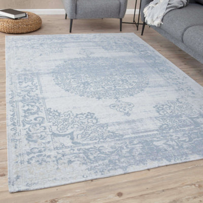 Carina Collection Modern Washable Rugs in Blue 6945