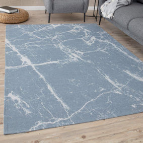 Carina Collection Modern Washable Rugs in Blue  6955