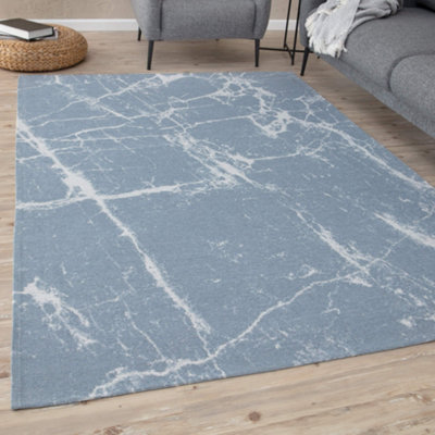 Carina Collection Modern Washable Rugs in Blue  6955