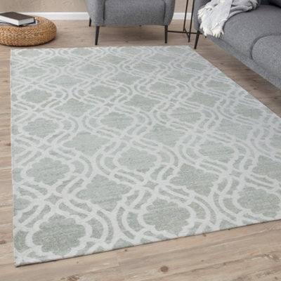 Carina Collection Modern Washable Rugs in Green 6900G | DIY at B&Q