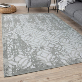 Carina Collection Modern Washable Rugs in Green  6934