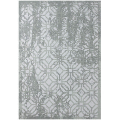 Carina Collection Modern Washable Rugs in Green  6934