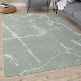 Carina Collection Modern Washable Rugs in Green  6954