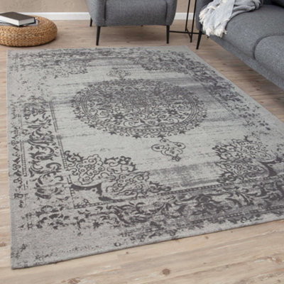 Carina Collection Modern Washable Rugs in Grey 6942