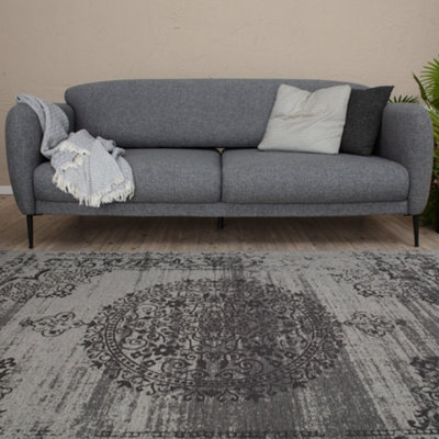 Carina Collection Modern Washable Rugs in Grey  6942