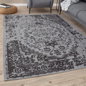 Carina Collection Modern Washable Rugs in Grey  6963