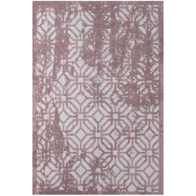 Carina Collection Modern Washable Rugs in Pink  6933