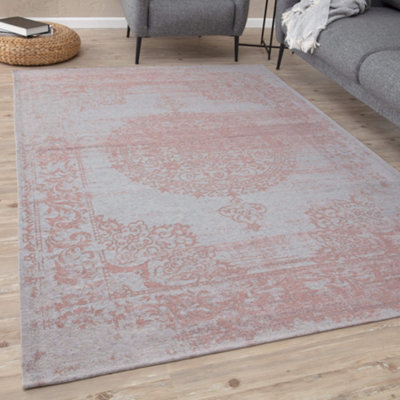 Carina Collection Modern Washable Rugs in Pink 6941P | DIY at B&Q
