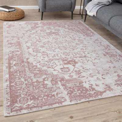 Carina Collection Modern Washable Rugs in Pink  6962