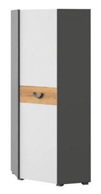 Carini Compact Corner Wardrobe in Grey & Oak Nash - W730mm x H1900mm x D730mm