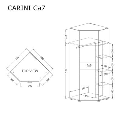 Carini Compact Corner Wardrobe in Grey & Oak Nash - W730mm x H1900mm x D730mm