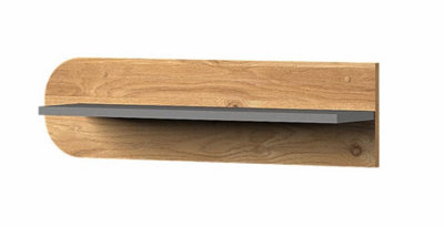 Carini Contemporary Wall Shelf in Grey & Oak Nash - W700mm x H190mm x D170mm