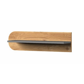 Carini Contemporary Wall Shelf in Grey & Oak Nash - W700mm x H190mm x D170mm