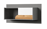 Carini Contemporary Wall Shelf in White, Grey & Oak Nash - W1000mm x H480mm x D270mm