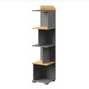 Carini Modern Bookcase in Grey & Oak Nash - W350mm x H1530mm x D360mm