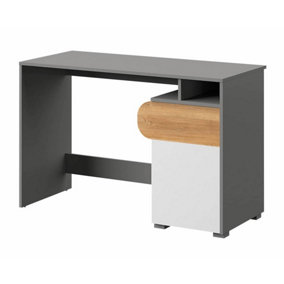 Carini Modern Computer Desk in White, Grey & Oak Nash - W1200mm x H780mm x D530mm