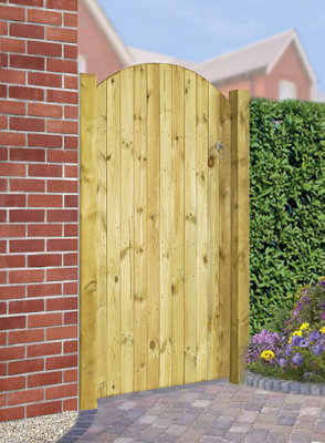 CARLA Flat Bow Top Single Timber Gate 750mm Wide x 1800mm High - Tongue & Groove Close Boarded CA40