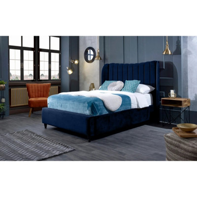 Carli Plush Velvet Blue Bed Frame