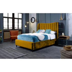Carli Plush Velvet Mustard Bed Frame