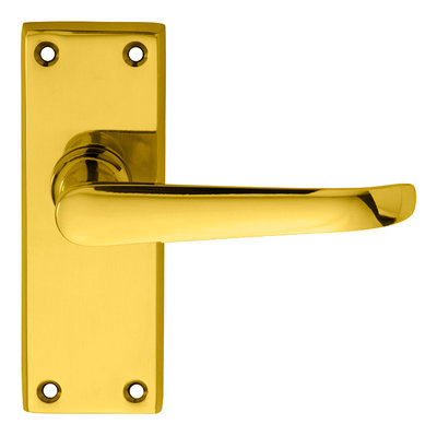 Carlisle Brass Polished Brass Victorian Ascot Lever on Short Latch Backplate (DL31)