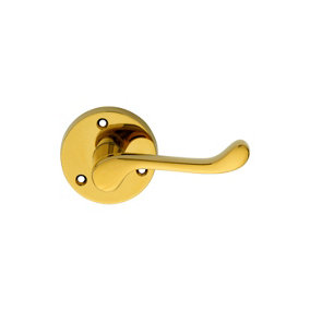 Carlisle Brass Polished Brass Victorian Scroll Lever on Round Rose  (DL56)