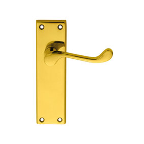 Carlisle Brass Polished Brass Victorian Scroll Lever on Sweedor Latch Backplate (DL54S)