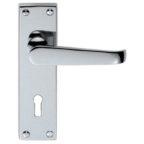 Carlisle Brass Polished Chrome Victorian Lever on Lock Backplate (M30CP)