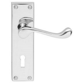 Carlisle Brass Polished Chrome Victorian Scroll Lever on Lock Backplate (DL54CP)