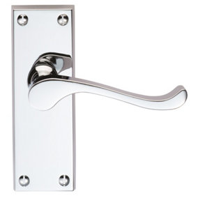 Carlisle Brass Polished Chrome Victorian Scroll Lever on Short Latch Backplate (DL55CP)