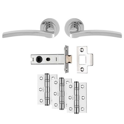Carlisle Brass Tavira Lever on Rose Latch Door Pack - Polished Chrome