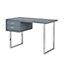 Carlo High Gloss Computer Desk In Grey With Chrome Legs