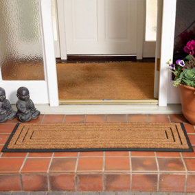 Carlton Border Natural Rubber & Coir Brush Outdoor Doormat 120 x 40cm
