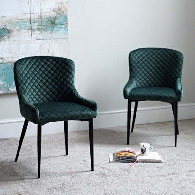 Carlton Dining Chair Dark Green Velvet (Set of 2) DIY at B&Q