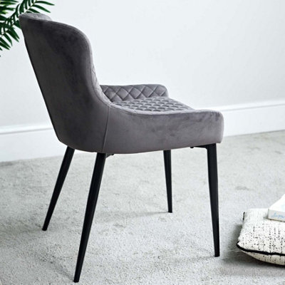 Carlton Dining Chair - Dark Grey Velvet (Set of 2)