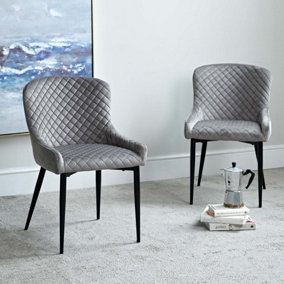 Carlton Dining Chair - Light Grey Velvet (Set of 2)