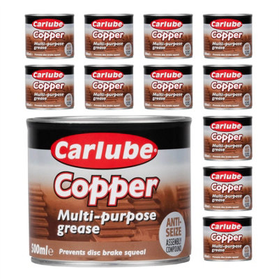 Carlube Copper Grease Brake Pad Anti-Seize Squeal Slip Multi-Purpose 500g x12