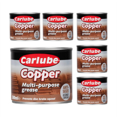 Carlube Copper Grease Brake Pad Anti-Seize Squeal Slip Multi-Purpose 500g x6