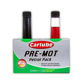 Carlube Pre-MOT Petrol Pack Petrol Treatment & Boost 2x 300mL Additive 600mL