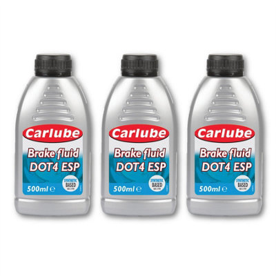 Carlube Synthetic Brake & Clutch Fluid DOT4 Esp Advanced Braking Sys 500ml x3