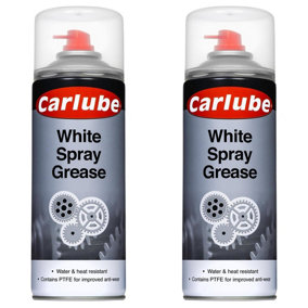 Carlube White Spray Grease Lubrication Water Heat Resistant 400ml x2