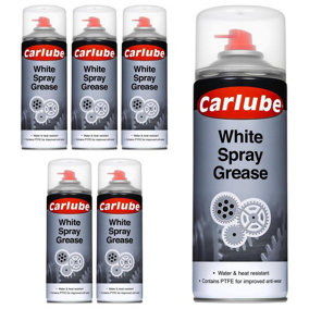 Carlube White Spray Grease Lubrication Water Heat Resistant 400ml x6