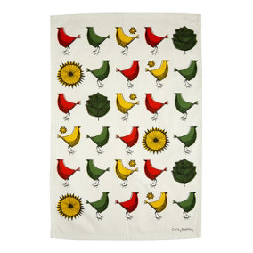 Carly Dodsley Tea Towel Bird and Leaves Design