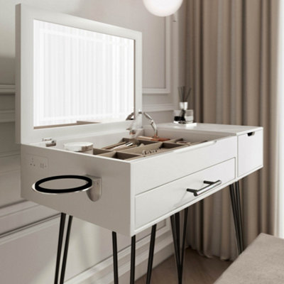 CARME Emilie Dressing Table with Stool Set - Makeup & Vanity Desk with ...