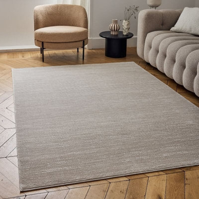 Carmel Beige/Cream Striped Area Rug and Runner Non Shedding, Stain Resistant, Soft