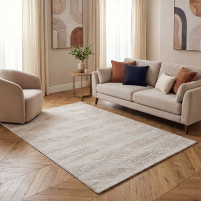 Carmel Cream/Beige Abstract Area Rug and Runner Non Shedding, Stain ...