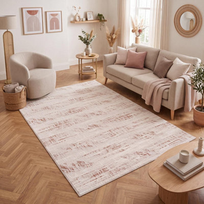 Carmel Cream/Terra Abstract Area Rug and Runner Non Shedding, Stain ...