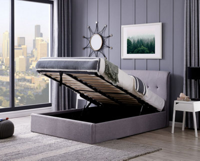Carmel Double 4ft 6 Grey End Opening Ottoman Bed