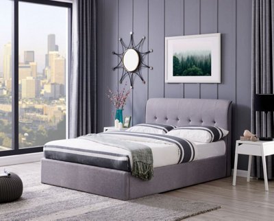 Carmel King Size 5ft Grey End Opening Ottoman Bed