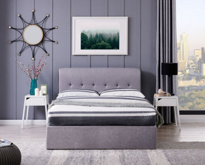 Carmel King Size 5ft Grey End Opening Ottoman Bed